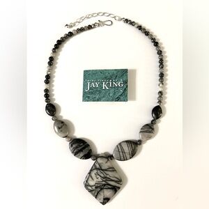 Black & Gray Jasper Gemstone Jay King Necklace - NEW